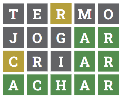 Amostra de funcionamento do Wordle